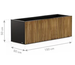 Herstera Metall-Pflanzkasten Deco Planter LED, rechteckig, schwarz/natur