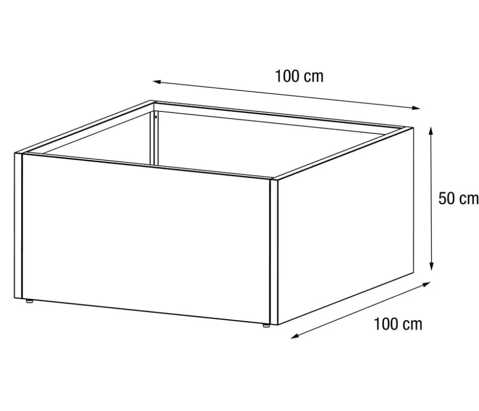 Herstera Metall-Pflanzkasten Cube Low LED, quadratisch, anthrazit, ca. B100/H50/T100 cm