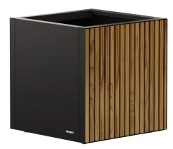 Herstera Metall-Pflanzkasten Deco Planter, quadratisch, schwarz/natur, ca. B50/H50/T50 cm