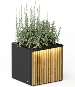Herstera Metall-Pflanzkasten Deco Planter, quadratisch, schwarz/natur, ca. B50/H50/T50 cm