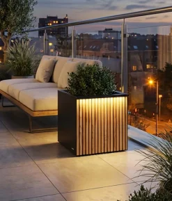 Herstera Metall-Pflanzkasten Deco Planter, quadratisch, schwarz/natur, ca. B50/H50/T50 cm