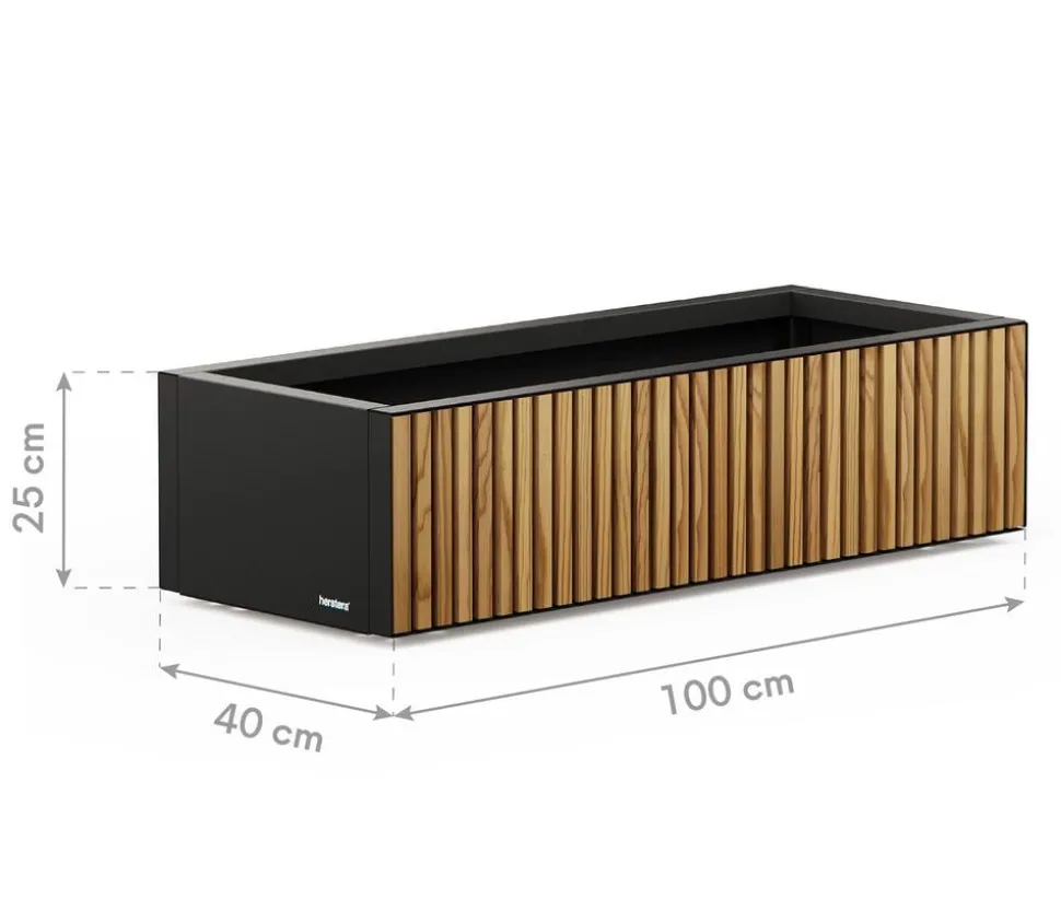 Herstera Metall-Pflanzkasten Deco Planter Xic, rechteckig, schwarz/natur