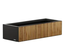 Herstera Metall-Pflanzkasten Deco Planter Xic LED, rechteckig, schwarz/natur