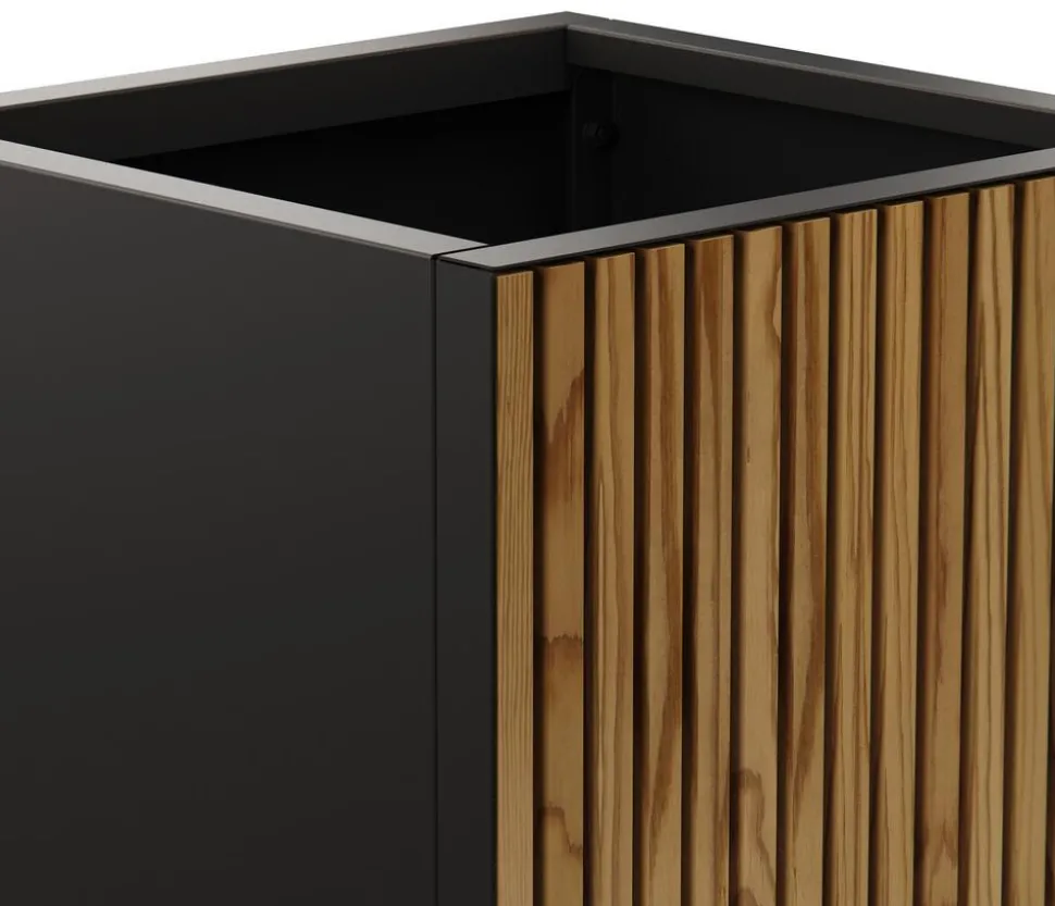 Herstera Metall-Pflanzkasten Deco Planter, quadratisch, schwarz/natur