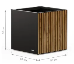 Herstera Metall-Pflanzkasten Deco Planter, quadratisch, schwarz/natur