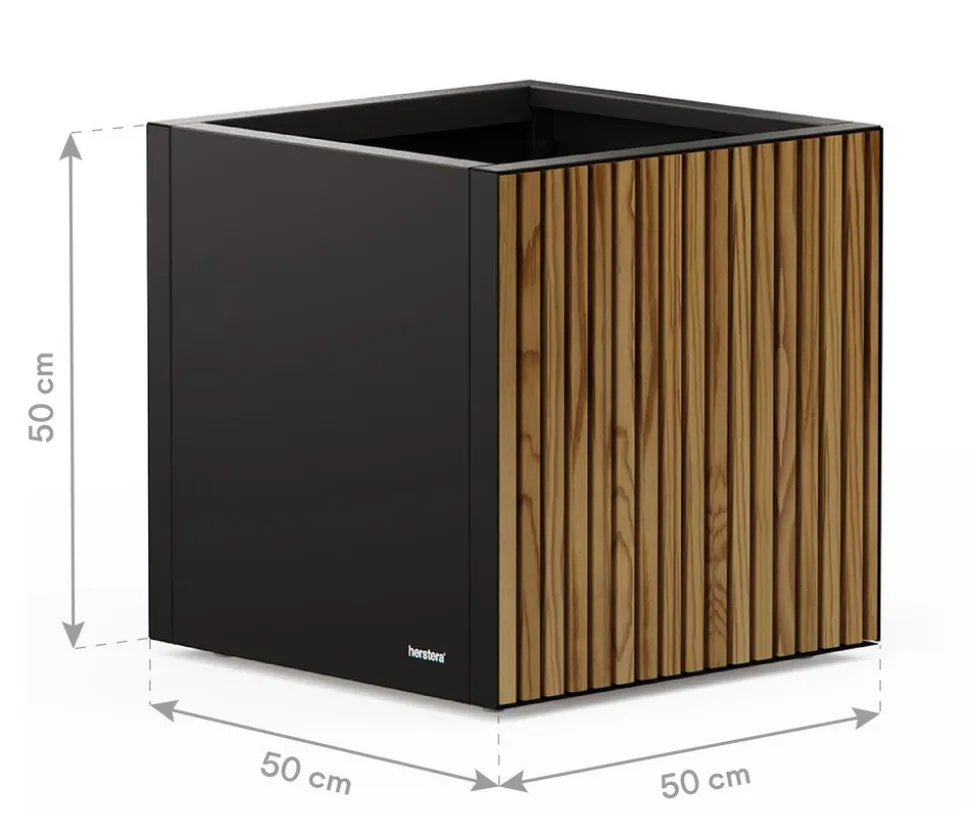 Herstera Metall-Pflanzkasten Deco Planter, quadratisch, schwarz/natur