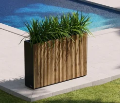 Herstera Metall-Raumtrenner Deco Planter, rechteckig, schwarz/natur