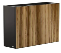 Herstera Metall-Raumtrenner Deco Planter LED, rechteckig, schwarz/natur