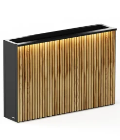 Herstera Metall-Raumtrenner Deco Planter LED, rechteckig, schwarz/natur
