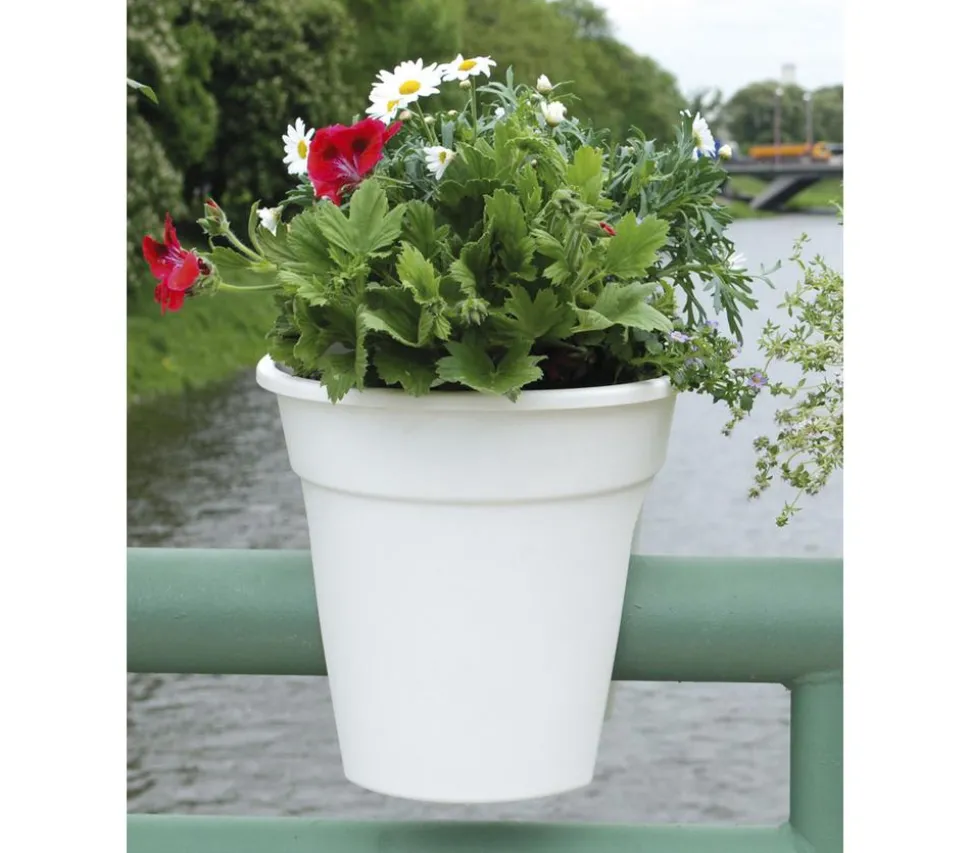 KHW Kunststoff-Geländertopf Flowerclip, rund, ca. Ø27/H27 cm, 3er-Set