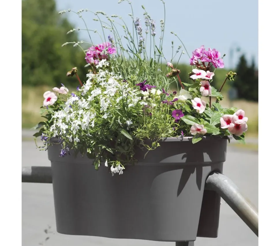 KHW Kunststoff-Geländertopf Flowerclip, ca. B57,5/H27/T27,7 cm, 2er-Set