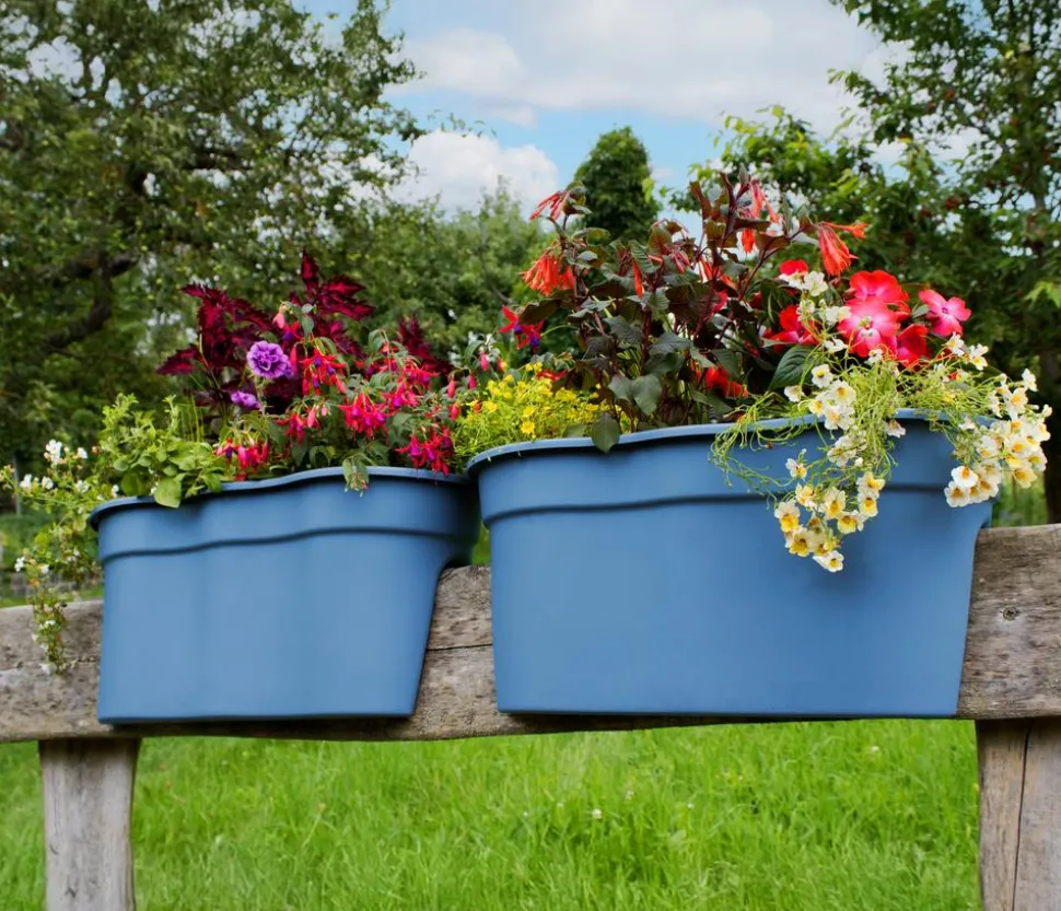 KHW Kunststoff-Geländertopf Flowerclip, ca. B57,5/H27/T27,7 cm, 2er-Set