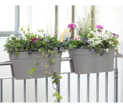 KHW Kunststoff-Geländertopf Flowerclip, ca. B57,5/H27/T27,7 cm, 2er-Set