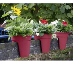 KHW Kunststoff-Geländertopf Flowerclip, rund, ca. Ø27/H27 cm, 3er-Set