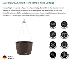 LECHUZA® Kunststoff-Hängeampel Nido Cottage inkl. Pflanzeinsatz, rund, ca. Ø36,3/H24,2 cm