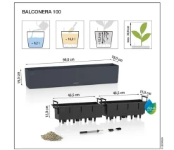 LECHUZA® Kunststoff-Kasten Balconera Stone, rechteckig