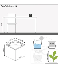 LECHUZA® Kunststoff-Topf Canto Stone, eckig, ca. B14/H13,5/T14 cm