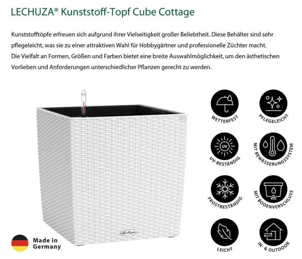 LECHUZA® Kunststoff-Topf Cube Cottage, quadratisch
