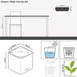 LECHUZA® CUBE Color Green Wall Home Kit, ca. B48/H14/T15 cm