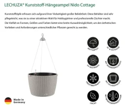 LECHUZA® Kunststoff-Hängeampel Nido Cottage inkl. Pflanzeinsatz, rund, ca. Ø36,3/H24,2 cm