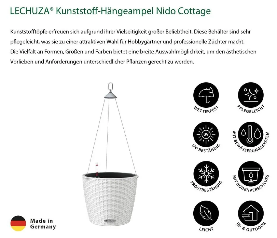 LECHUZA® Kunststoff-Hängeampel Nido Cottage