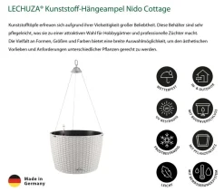 LECHUZA® Kunststoff-Hängeampel Nido Cottage inkl. Pflanzeinsatz, rund, ca. Ø36,3/H24,2 cm