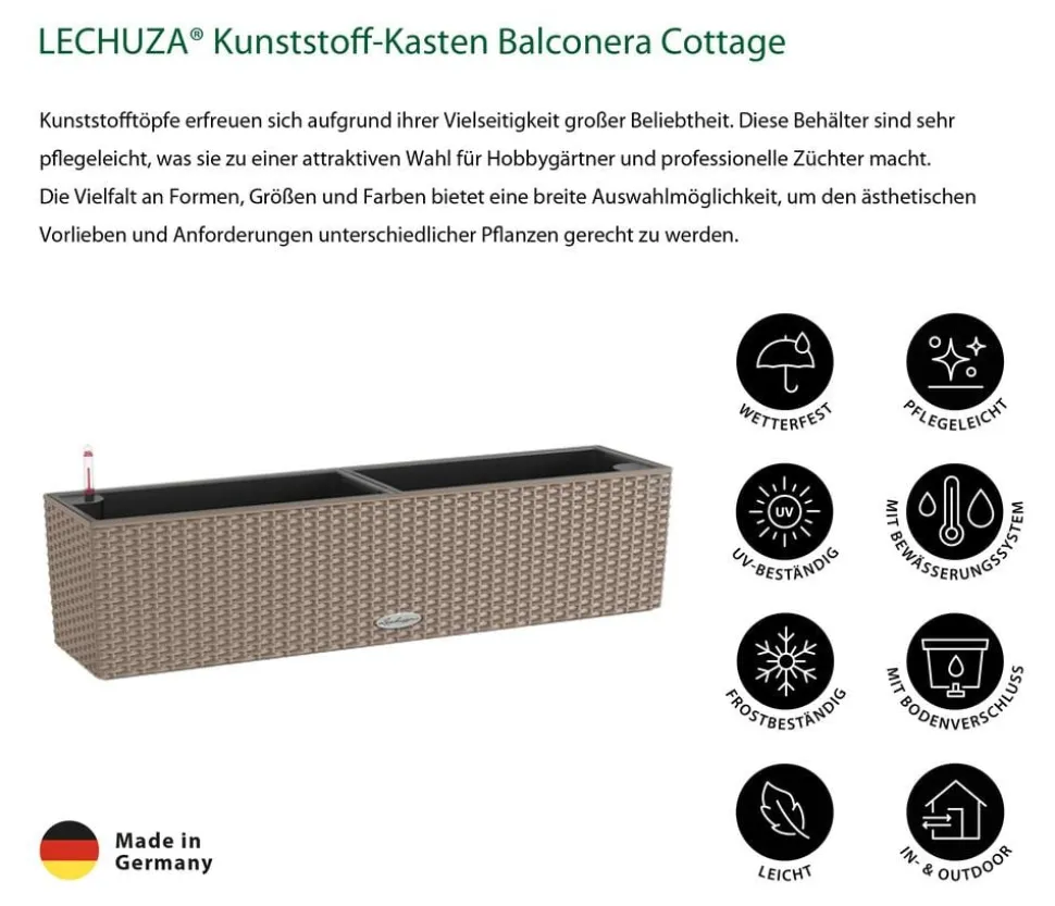 LECHUZA® Kunststoff-Kasten Balconera Cottage, rechteckig