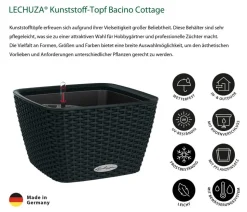 LECHUZA® Kunststoff-Topf Bacino Cottage inkl. Pflanzeinsatz, konisch, ca. B31/H19,5/T31 cm