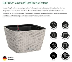 LECHUZA® Kunststoff-Topf Bacino Cottage inkl. Pflanzeinsatz, konisch, ca. B31/H19,5/T31 cm