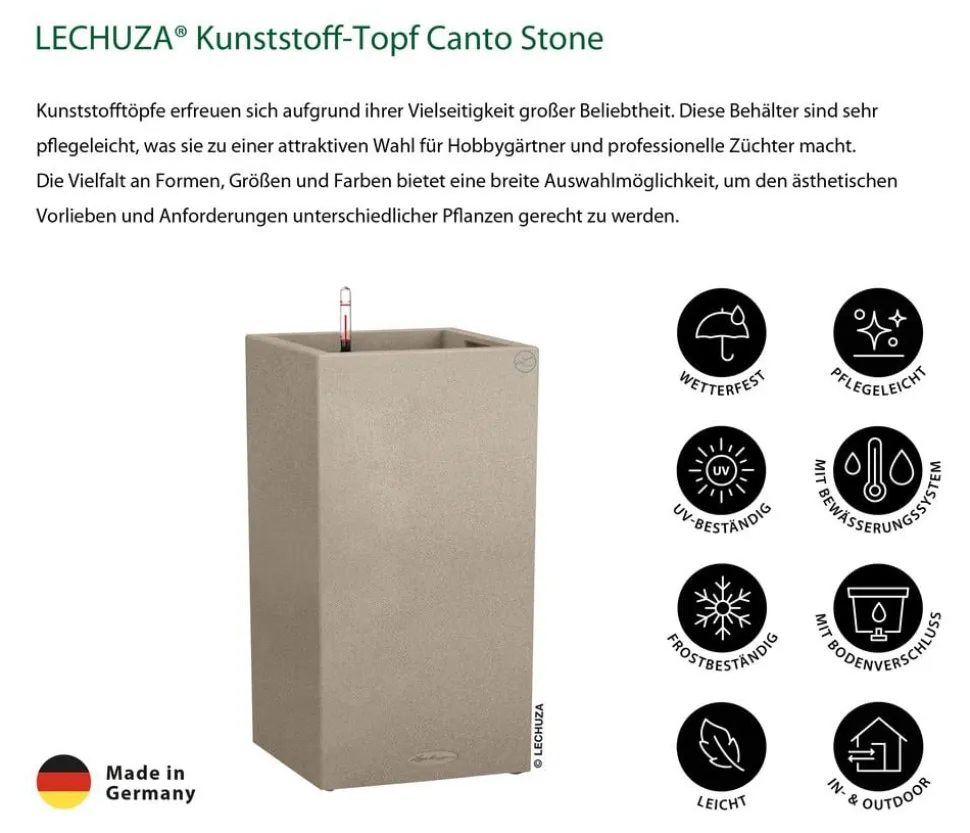 LECHUZA® Kunststoff-Topf Canto Stone, quadratisch
