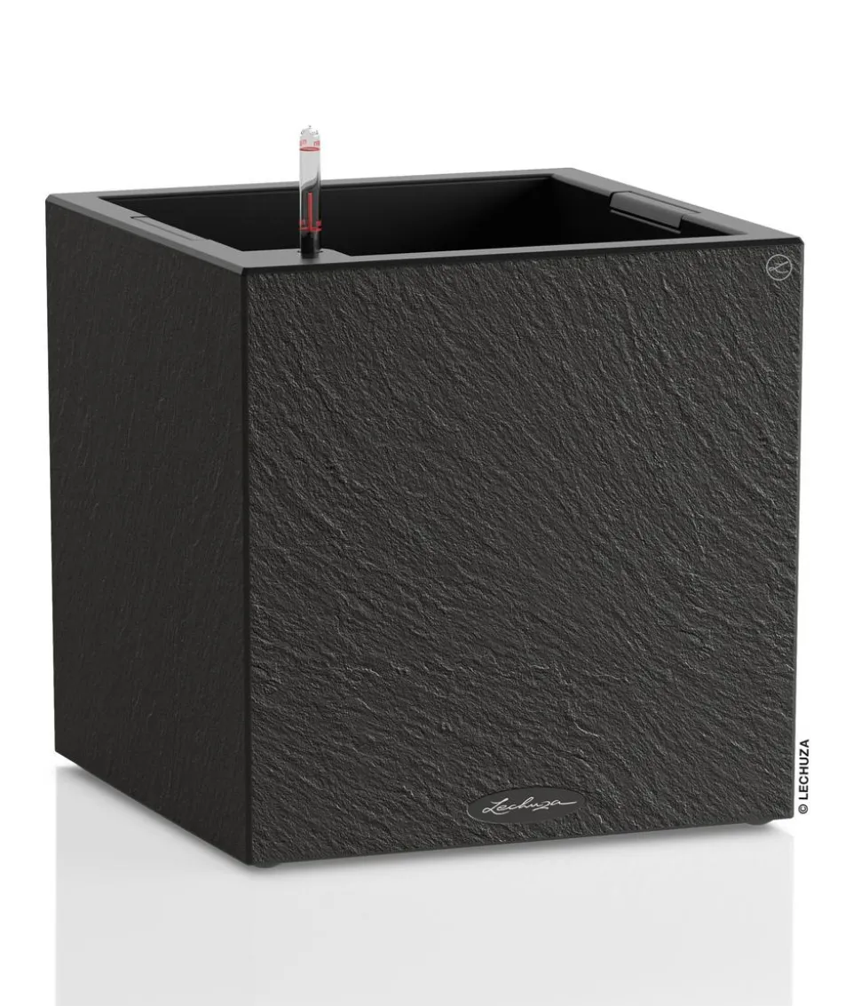 LECHUZA® Kunststoff-Topf Canto Slatestone inkl. Pflanzeinsatz, quadratisch