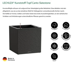 LECHUZA® Kunststoff-Topf Canto Slatestone inkl. Pflanzeinsatz, quadratisch