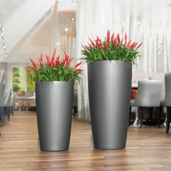 LECHUZA® Rondo hochglanz All-in-One-Set anthrazit metallic, 15783