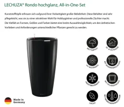 LECHUZA® Rondo hochglanz All-in-One-Set schwarz, 15789