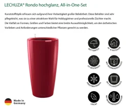 LECHUZA® Rondo hochglanz All-in-One-Set scarlet rot, 15799