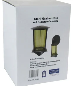 Moll Stahl-Grableuchte mit Kunststoffeinsatz, ca. H19 cm