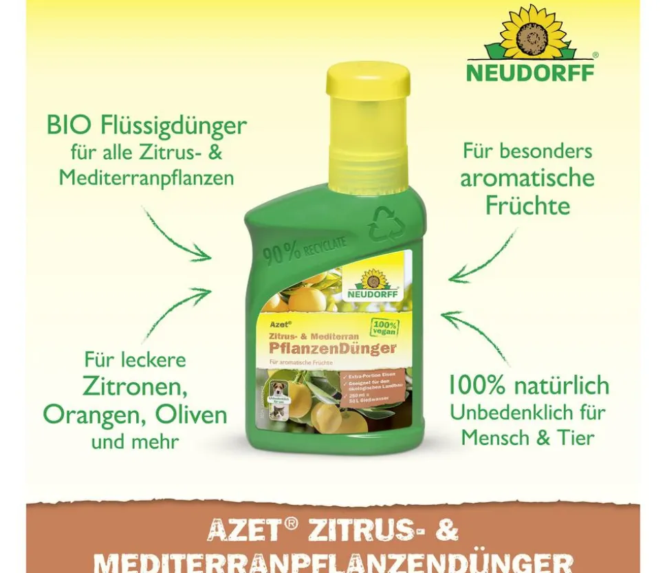 Neudorff Azet® Zitrus- & Mediterran Pflanzendünger, flüssig, 250 ml