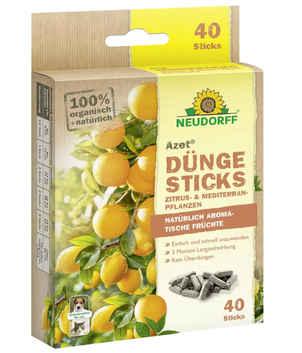 Neudorff Azet® Düngesticks für Zitrus- & Mediterranpflanzen, 40 Stk.