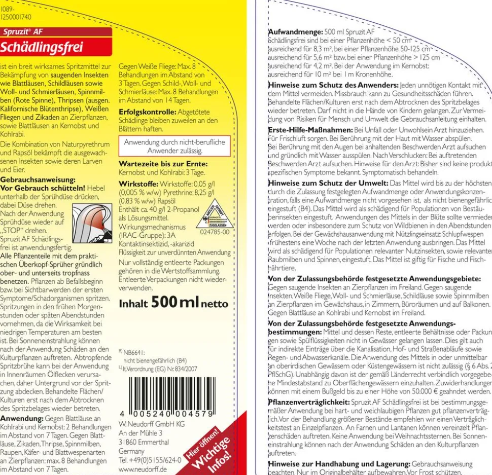 Neudorff Spruzit® AF Schädlingsfrei, 500 ml