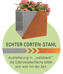 Palatino Cortenstahl-Pflanzgefäß Lotte, rechteckig, braun