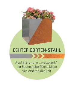 Palatino Cortenstahl-Pflanzgefäß Clara, ca. B80/H50/T80 cm