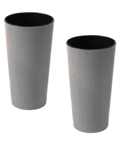 Siena Garden Kunststoff-Säulen ECO Locon, konisch, grau, ca. Ø30/H57 cm, 2er-Set