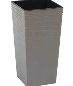 Siena Garden Kunststoff-Säulen ECO Nizza, konisch, grau, ca. B30/H57/T30 cm, 2er-Set