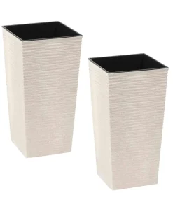 Siena Garden Kunststoff-Topf ECO Nizza, konisch, weiß, ca. B25/H46,5/T25 cm, 2er-Set