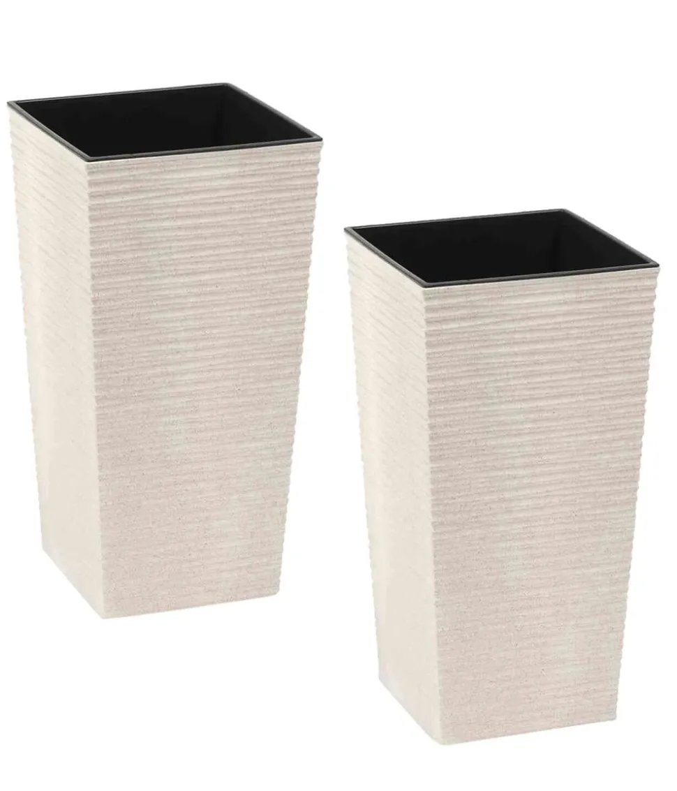 Siena Garden Kunststoff-Topf ECO Nizza, konisch, weiß, ca. B25/H46,5/T25 cm, 2er-Set