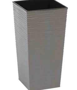 Siena Garden Kunststoff-Topf ECO Nizza, konisch, grau, ca. B25/H46,5/T25 cm, 2er-Set