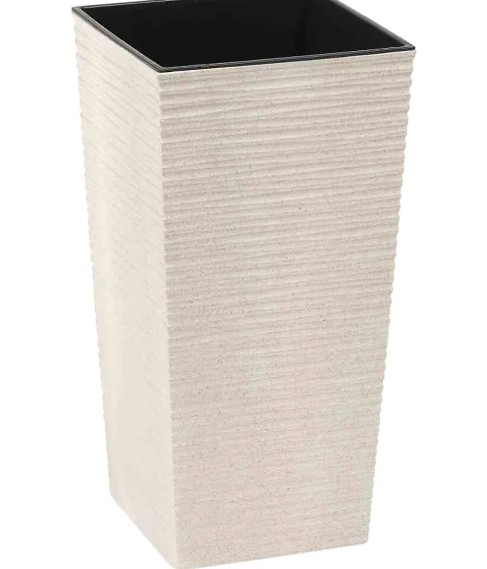 Siena Garden Kunststoff-Topf-Set ECO Nizza, konisch, weiß, ca. B25/H46,5/T25 & B30/H57/T30 cm, 2-teilig