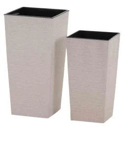 Siena Garden Kunststoff-Topf-Set ECO Nizza, konisch, weiß, ca. B25/H46,5/T25 & B30/H57/T30 cm, 2-teilig