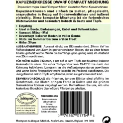Thompson & Morgan Samen Kapuzinerkresse 'Dwarf Compact Mischung'