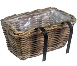Van der Leeden Rattan-Balkonkorb, rechteckig, grau